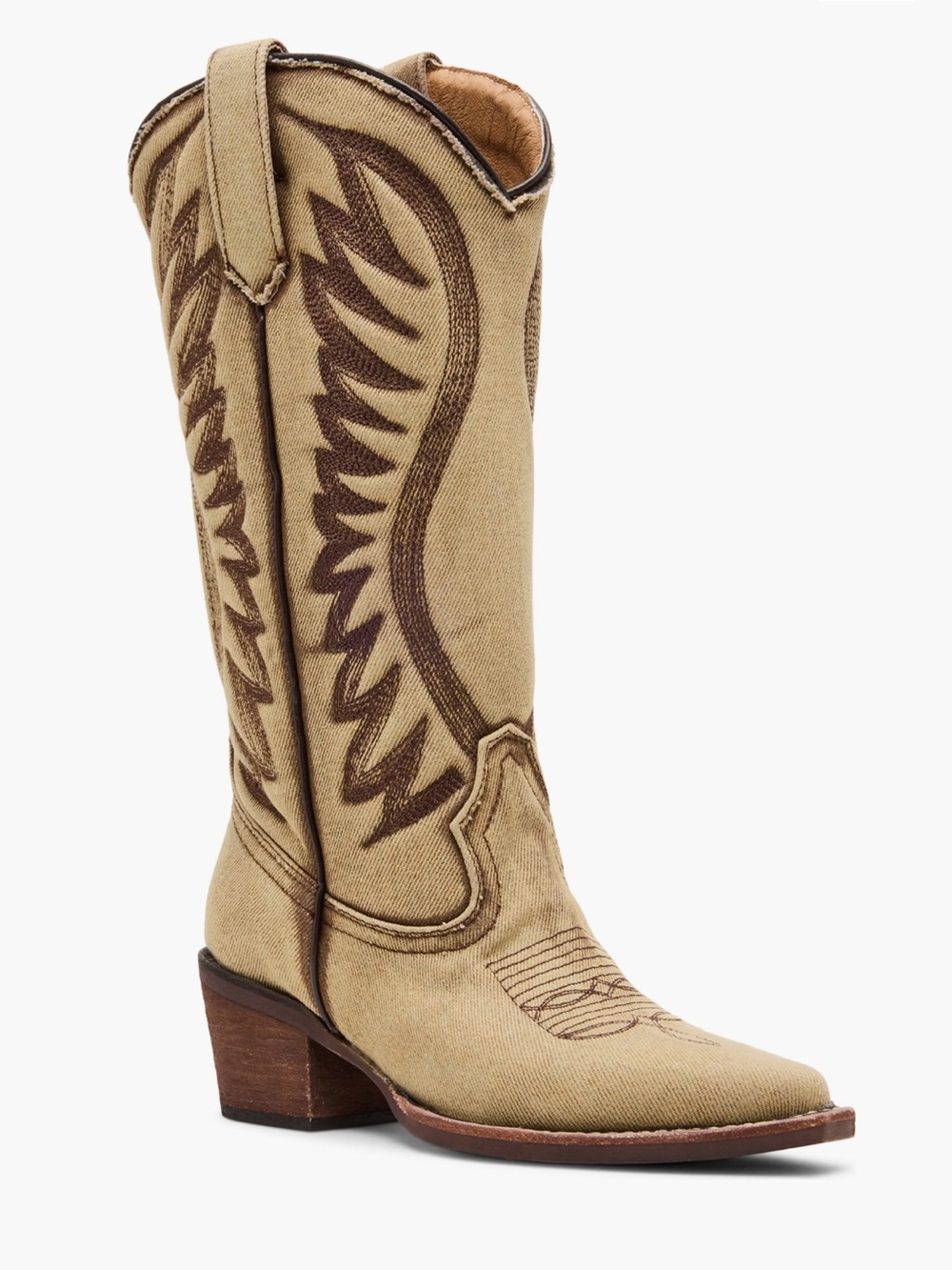 Steve Madden Distressed Denim Western Boot 7.5